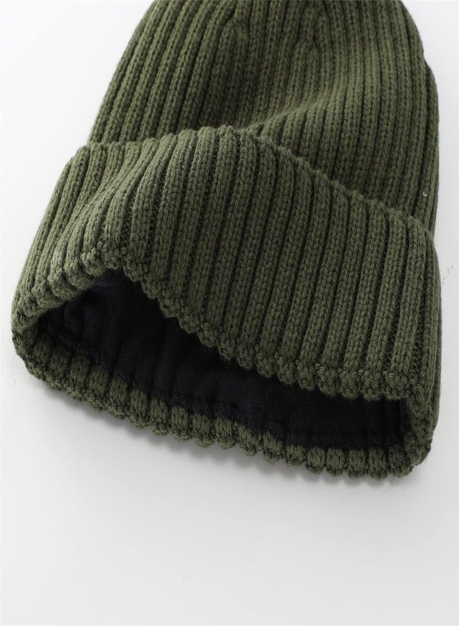 Connectyle Men's Basic Warm Winter Knit Hats Stretchy Fleece Lined Cuffed Beanie Watch Hat Army Green - Image 5